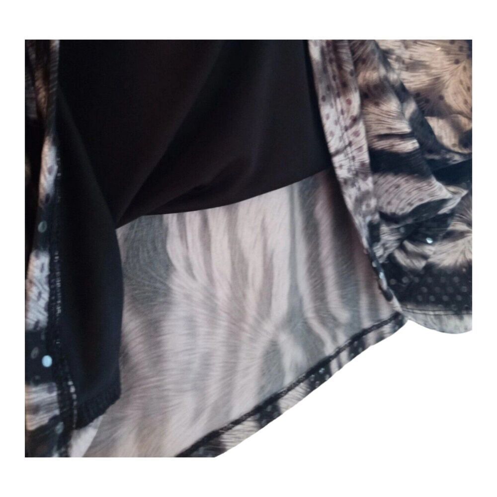 Alfani Shimmer Sparkle Zebra Print Draped Front Sleeveless Party Blouse M Tank - Picture 7 of 11